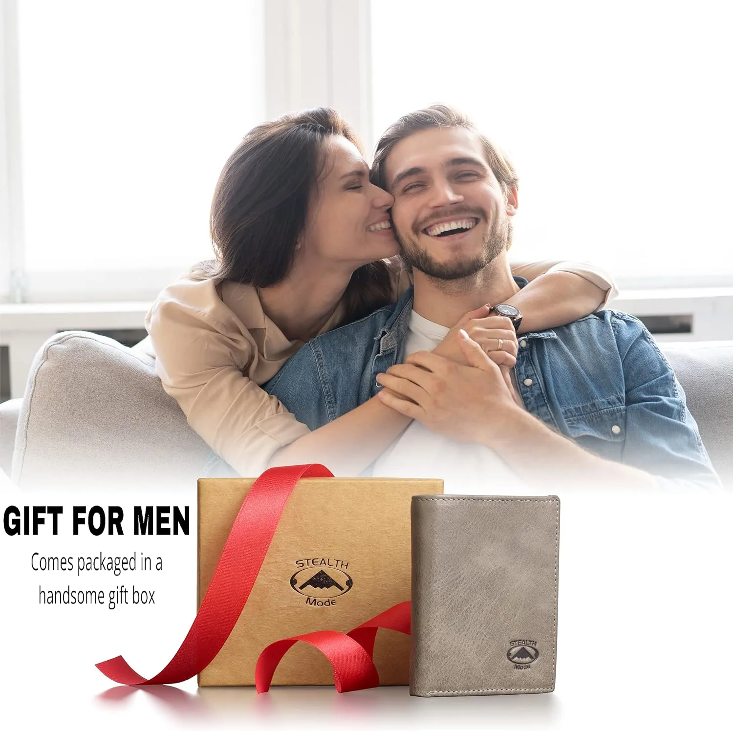 Stealth Mode Trifold Leather Wallet for Men with RFID Blocking