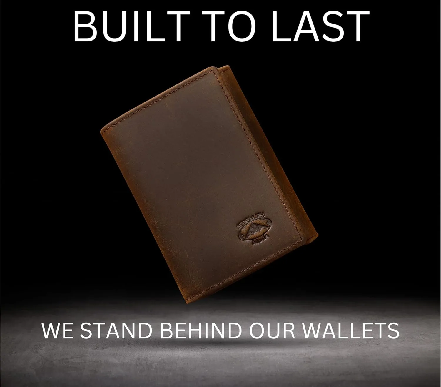Stealth Mode Trifold Leather Wallet for Men with RFID Blocking