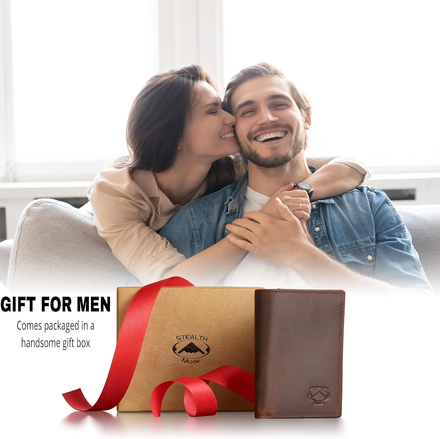 Stealth Mode Trifold Leather Wallet for Men with RFID Blocking
