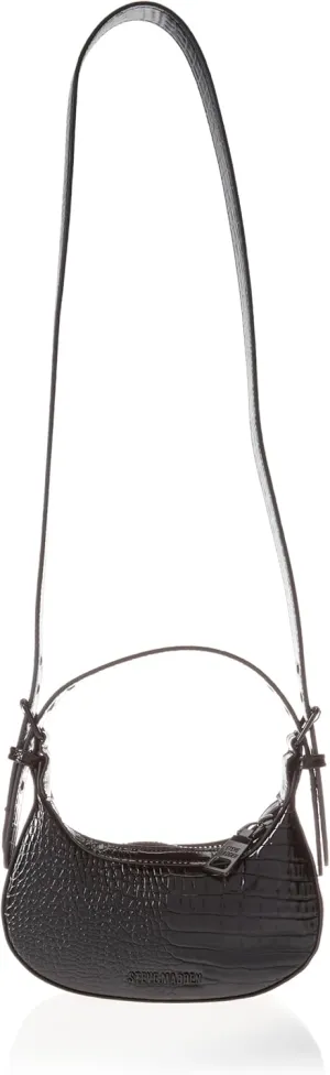 Steve Madden Justine Croco Mini Hobo, Black/Black