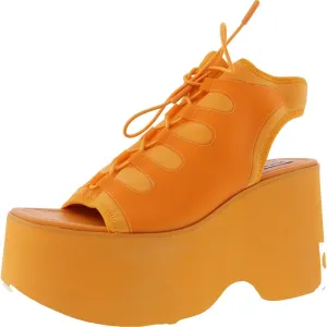 Steve Madden Womens Diandra Lace-Up Faux Leather Platform Heels