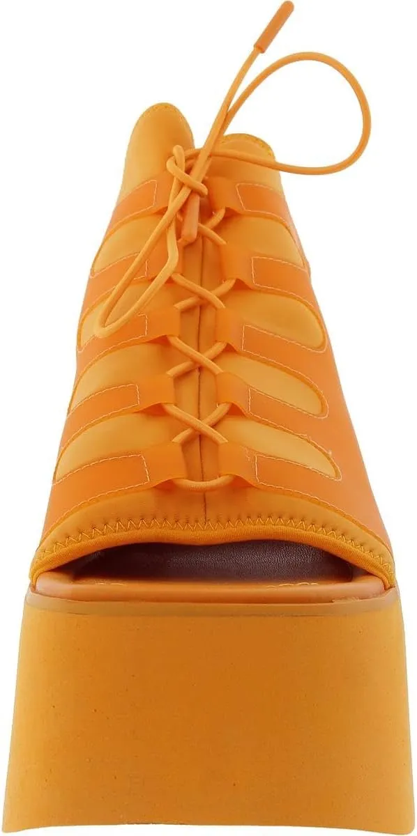 Steve Madden Womens Diandra Lace-Up Faux Leather Platform Heels