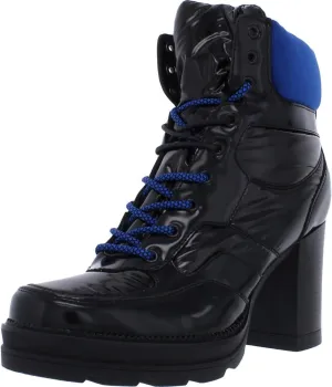 Steve Madden Womens Jetta Faux Leather Mid-Calf Lace-Up Boot