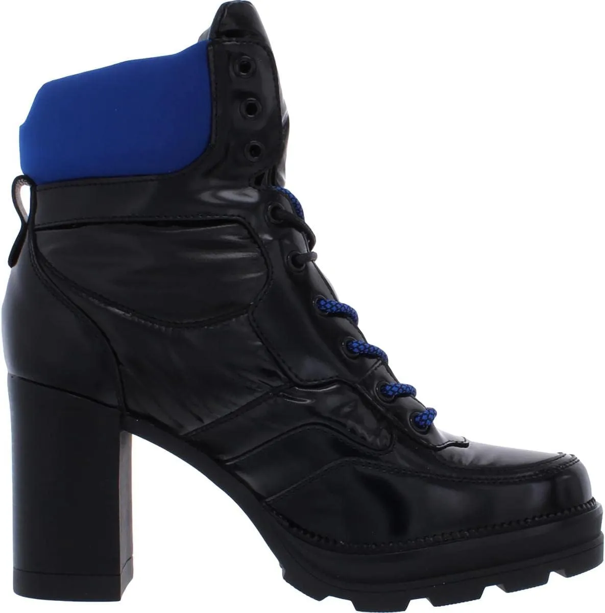 Steve Madden Womens Jetta Faux Leather Mid-Calf Lace-Up Boot