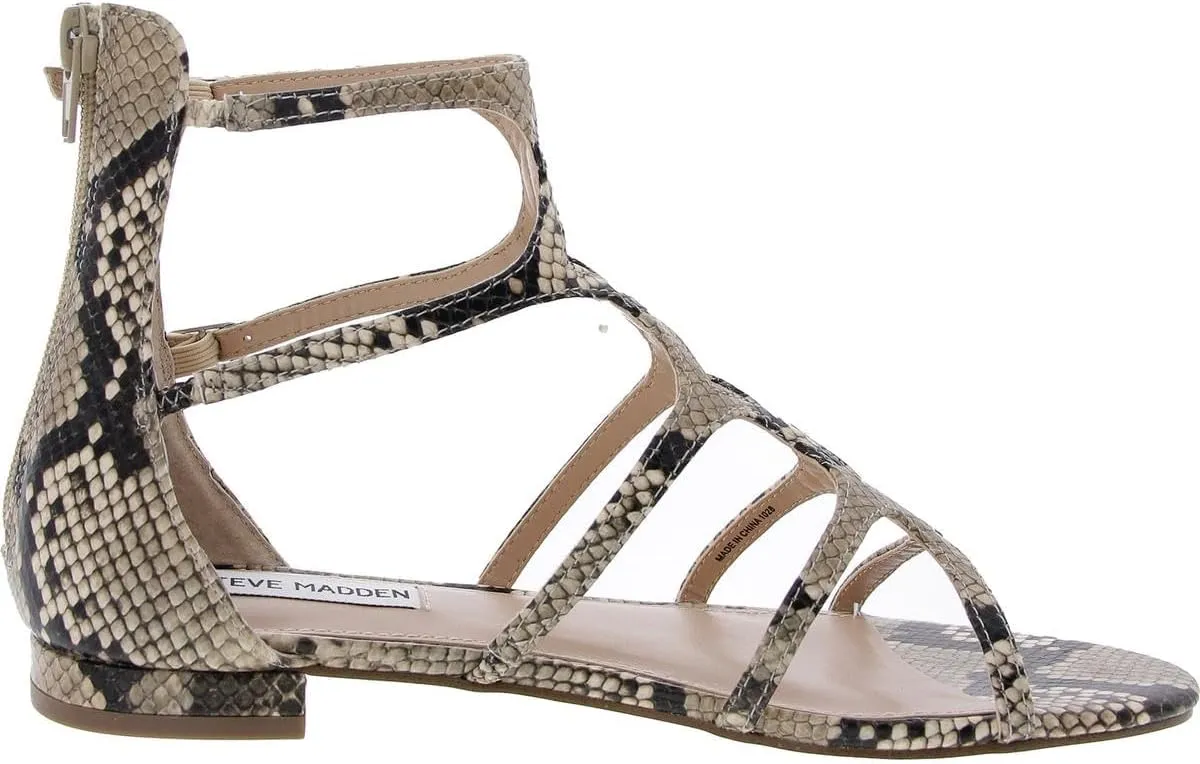 Steve Madden Womens Morocco Snake Print Faux Leather Block Heel