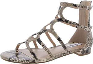 Steve Madden Womens Morocco Snake Print Faux Leather Block Heel