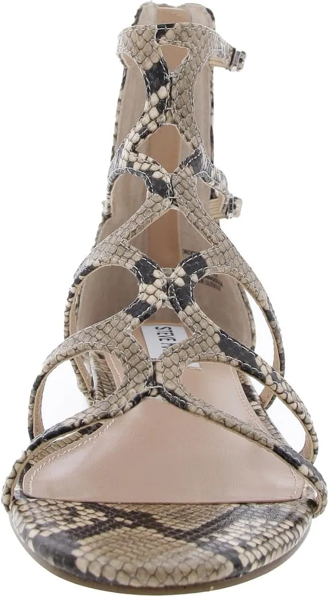 Steve Madden Womens Morocco Snake Print Faux Leather Block Heel