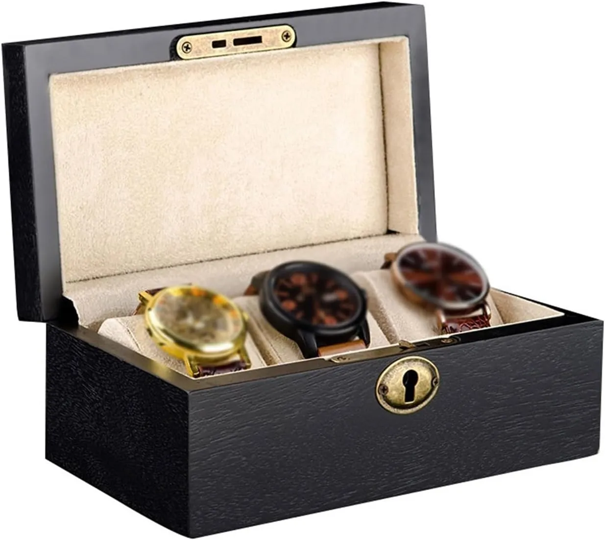 Storage Box Watch Box High Grade Black Watch Storage Box Jewelry Display Box 3 Watch Storage Boxes with Lock Watch Cases for Men