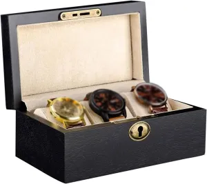 Storage Box Watch Box High Grade Black Watch Storage Box Jewelry Display Box 3 Watch Storage Boxes with Lock Watch Cases for Men