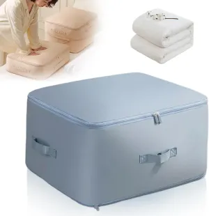 Storage Organizer, 2024 New Ultra Space Saving Self Compression Organizer, Dustproof and Moisture-proof Compression Storage Bag for Comforters, Clothes, Blankets (Blue, Large)