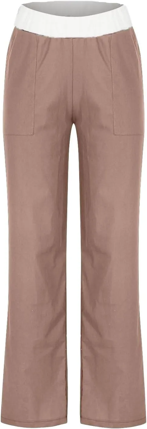 Straight Leg Pants for Women Dressy Casual 2024 Elastic High Waist Sweatpants Long Lounge Pant Trousers with Pockets