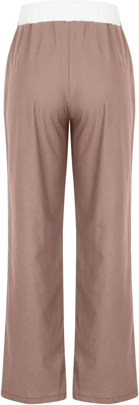 Straight Leg Pants for Women Dressy Casual 2024 Elastic High Waist Sweatpants Long Lounge Pant Trousers with Pockets