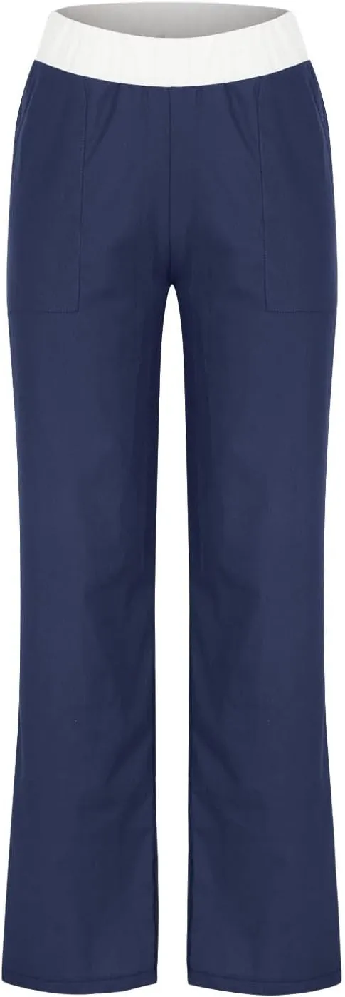 Straight Leg Pants for Women Dressy Casual 2024 Elastic High Waist Sweatpants Long Lounge Pant Trousers with Pockets