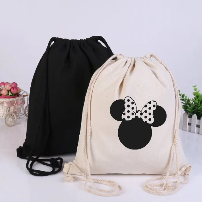 String Backpack in Natural Cotton,Cotton Backpacks,Custom Backpacks,Personalized Name Bag,Disney Accessories,Disney Drawstring Backpack