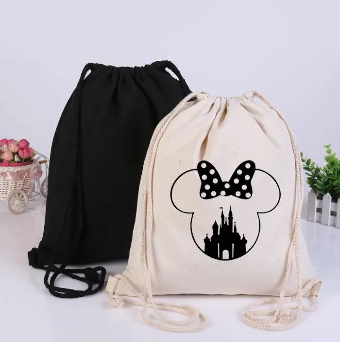 String Backpack in Natural Cotton,Cotton Backpacks,Custom Backpacks,Personalized Name Bag,Disney Accessories,Disney Drawstring Backpack
