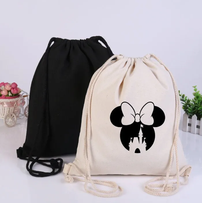 String Backpack in Natural Cotton,Cotton Backpacks,Custom Backpacks,Personalized Name Bag,Disney Accessories,Disney Drawstring Backpack