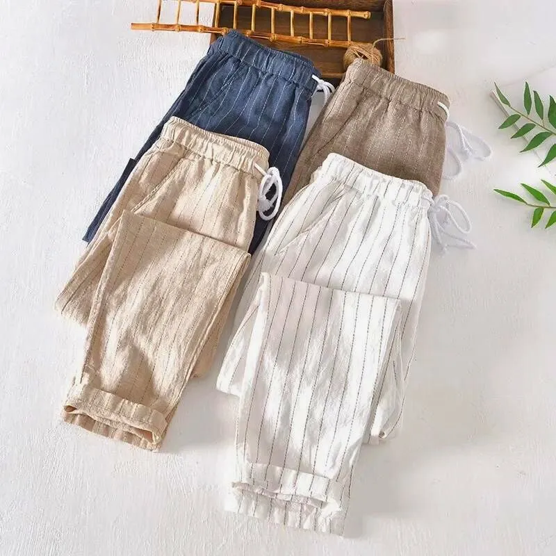 Stripe Linen Blend Pants