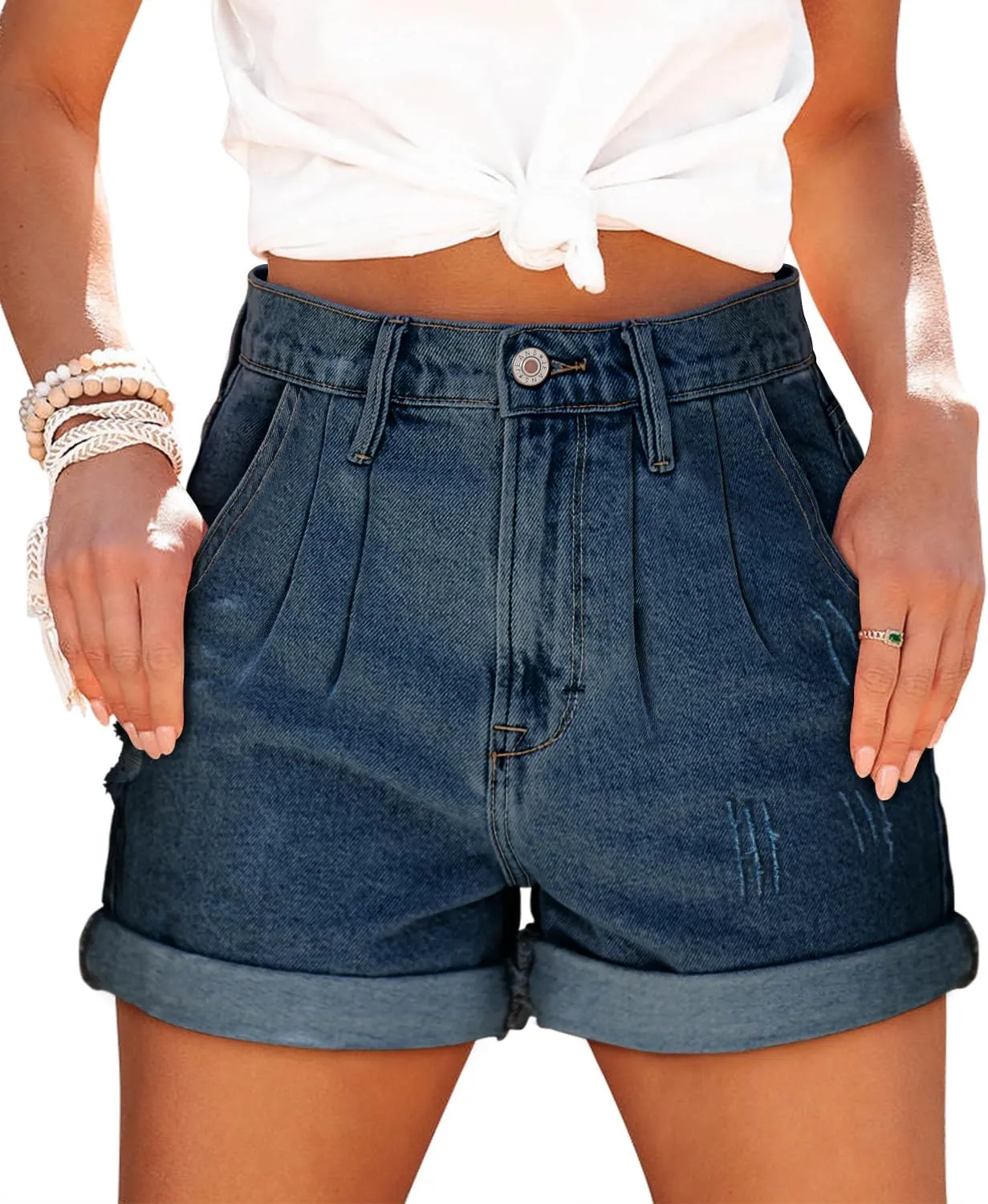 StunShow Women's Denim Shorts Mid Waist Jean Short
