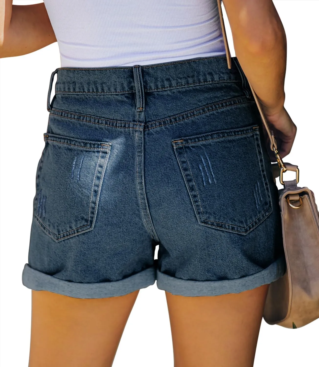 StunShow Women's Denim Shorts Mid Waist Jean Short
