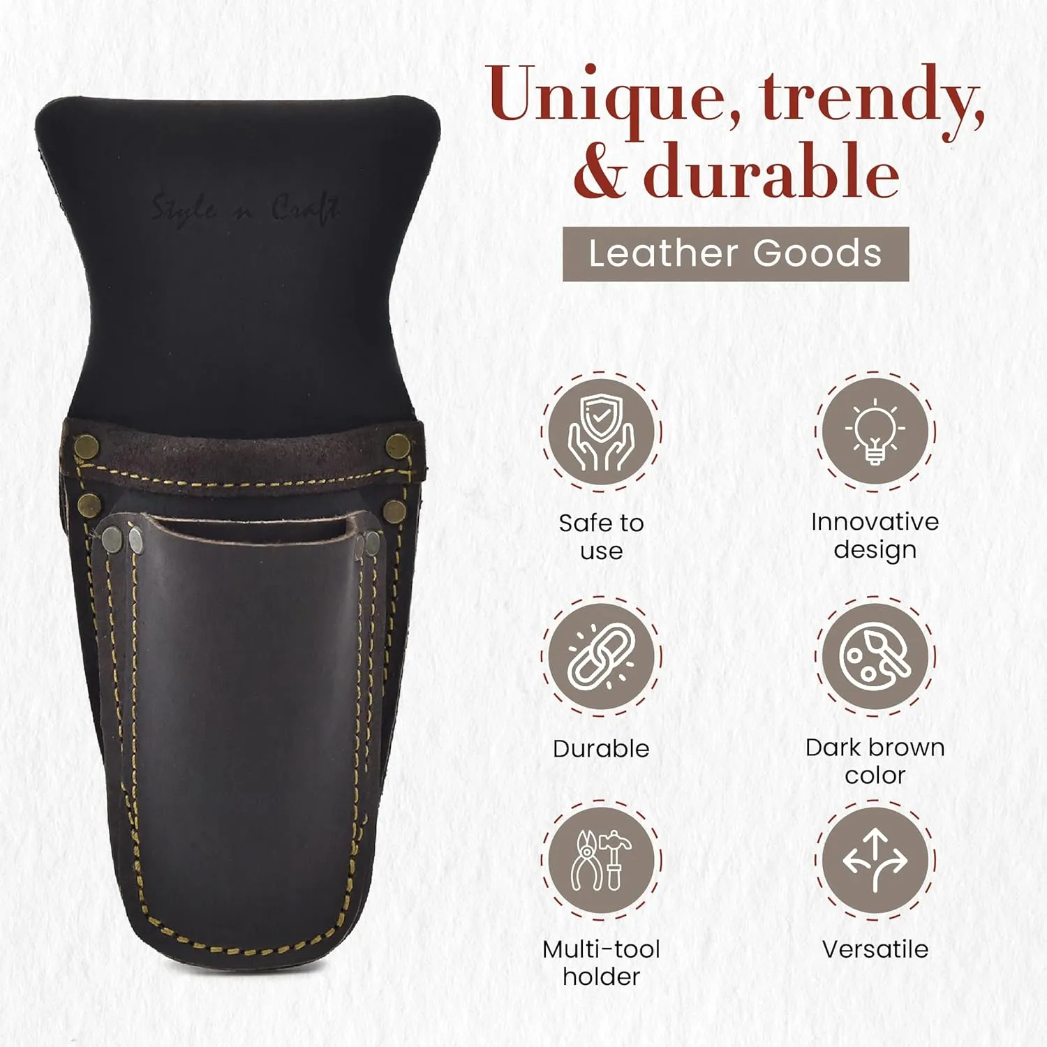 Style N Craft Pliers & Tool Holder, Full-Grain Oiled Leather Tool Pouch, Multi Tool Holder