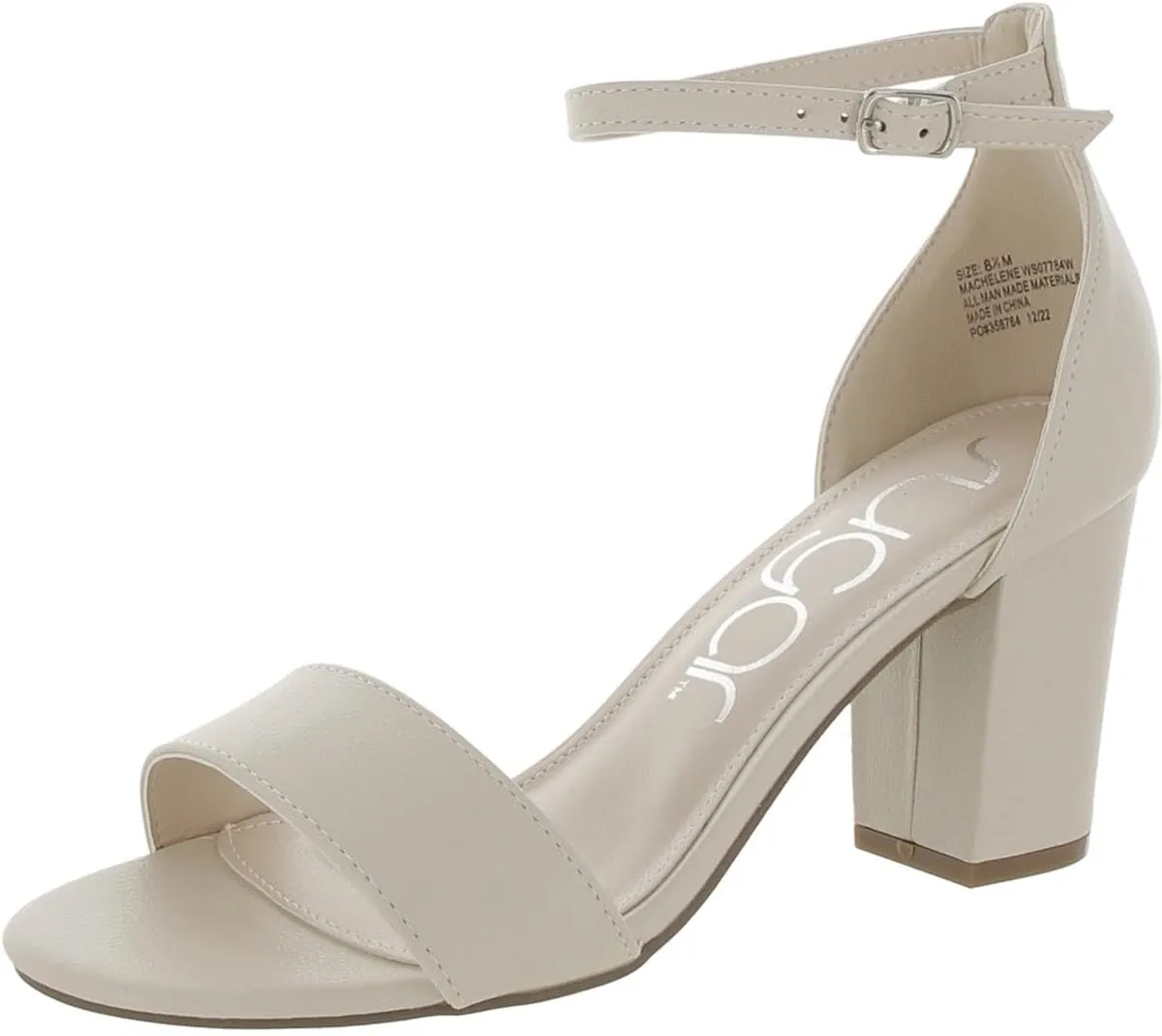 Sugar Womens Machelene Faux Leather Block Heels Ivory 8.5 Medium (B,M)