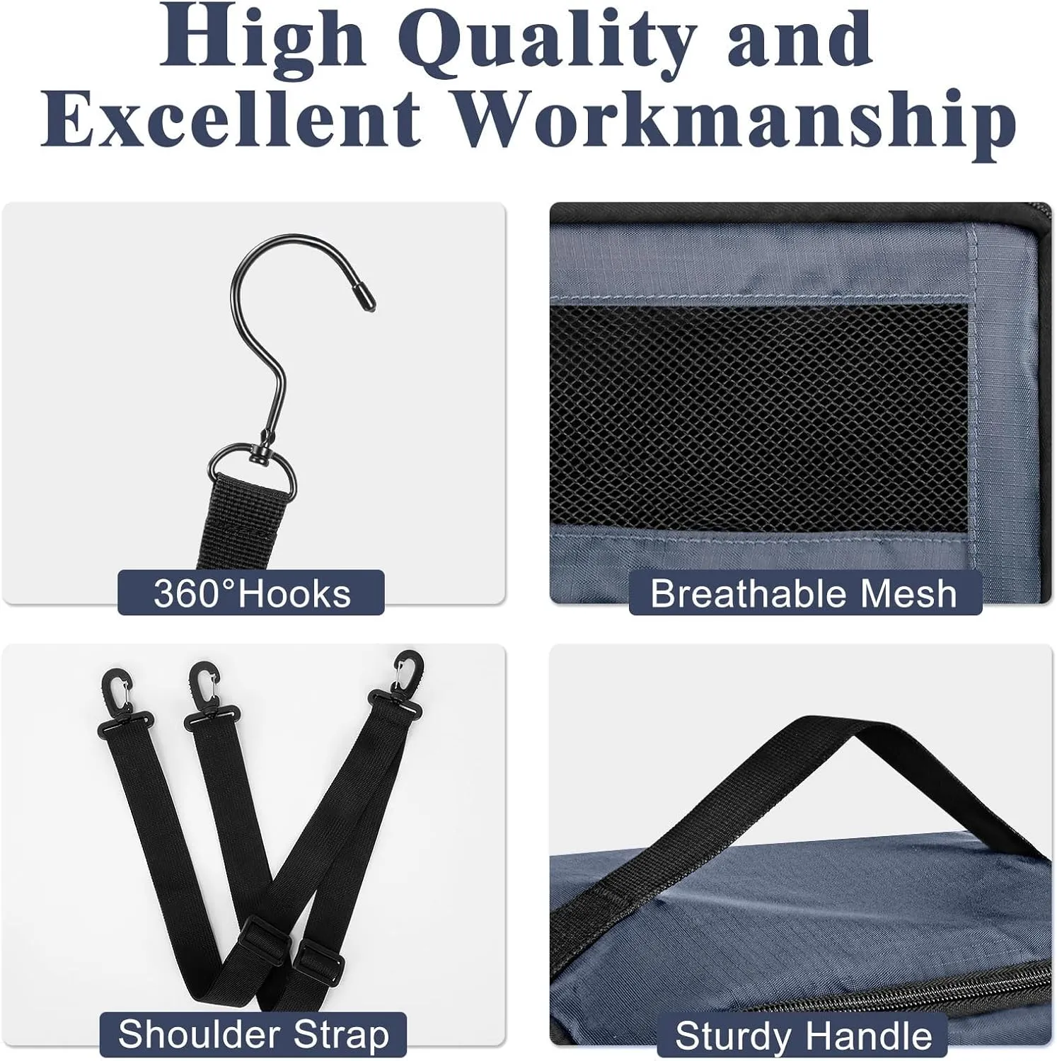 Suitcase Organizer, Carry on Closet Luggage Organizers Accessories for Travel, Foldable and Hangable Portable Hanging Travel Shelves with a Shoulder Strap to Use As a Travel Backpack Large, Gray