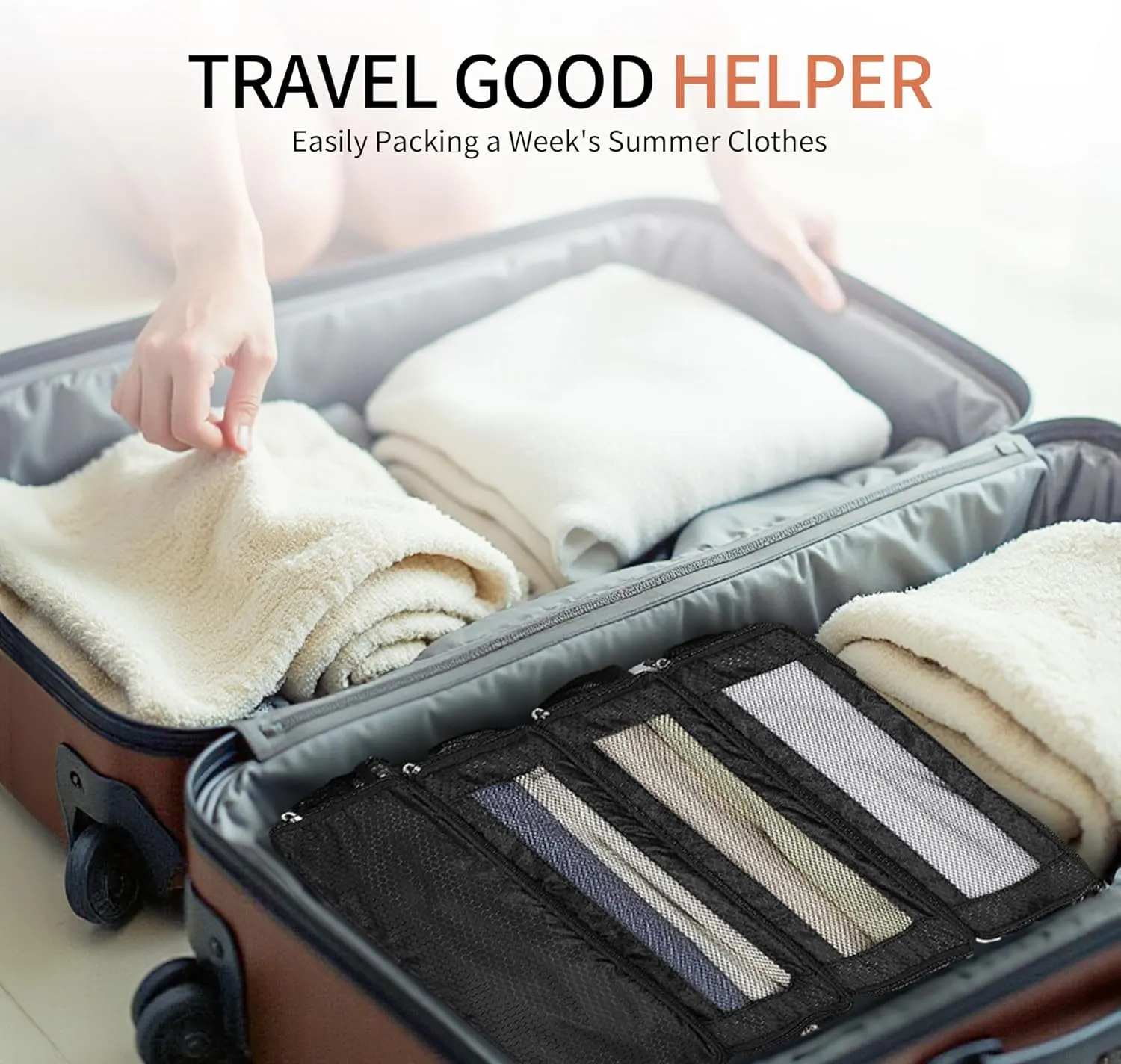 Suitcase Organizer Travel Bags Organizer for Luggage Compression Hanging Packing Cubes for Travel Carry on Closet (Bag Only)