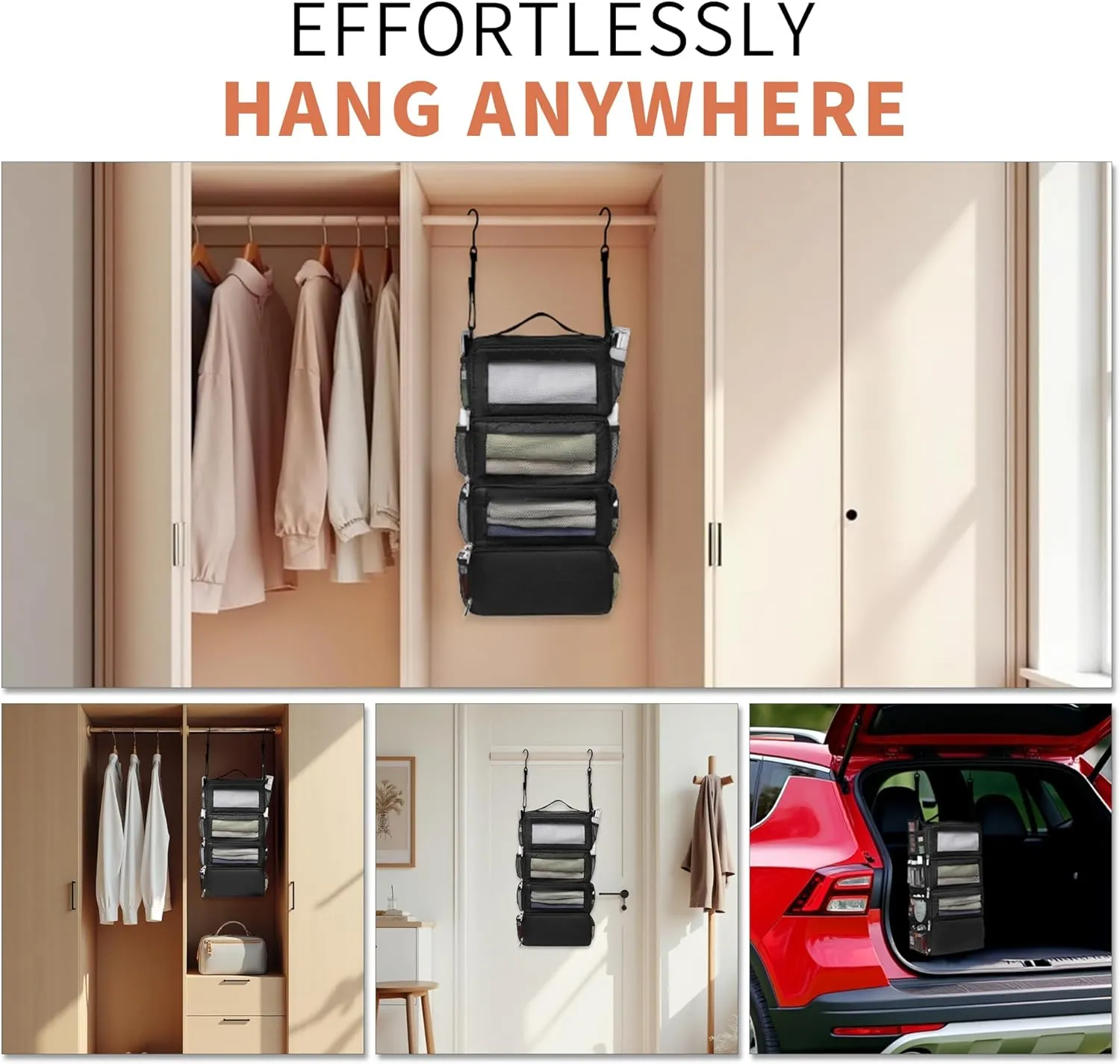 Suitcase Organizer Travel Bags Organizer for Luggage Compression Hanging Packing Cubes for Travel Carry on Closet (Bag Only)