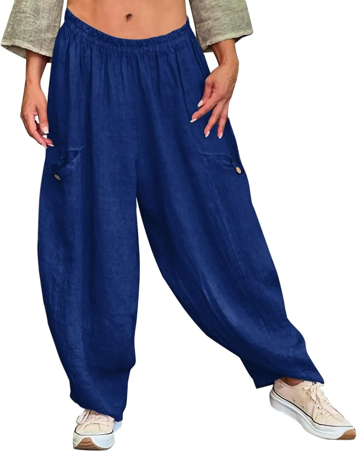 Summer Linen Pants for Women Color Pocket Baggy Casual Pants Pant