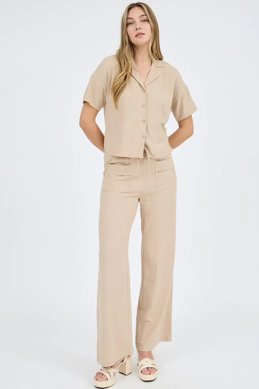 Summer Mirage Linen Drawstring Pants