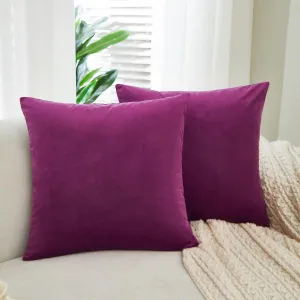 Sunday Praise Set of 2 Solid Velvet Pillow Covers 20x20 Inch Soft Square Decorative Throw Pillow Cases for Sofa Couch Bed Chair Farmhouse Home Decor,Dark Orchid