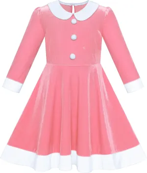 Sunny Fashion Girls Dress Christmas Hat Red Velvet Long Sleeve Holiday Size 4-14