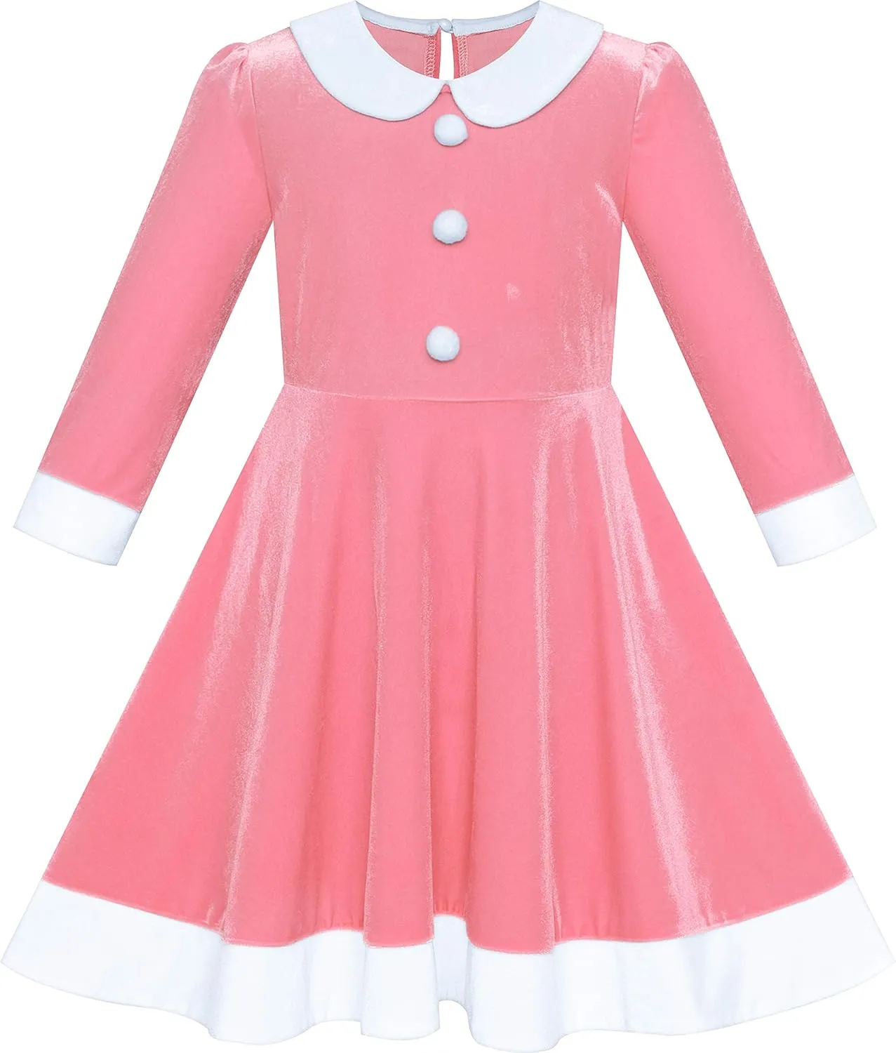 Sunny Fashion Girls Dress Christmas Hat Red Velvet Long Sleeve Holiday Size 4-14