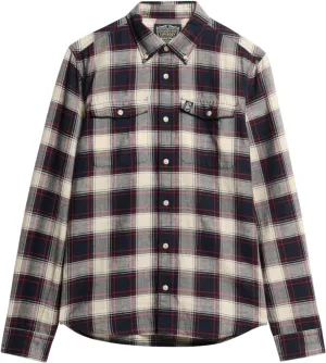 Superdry Men's Merchant Linen Check Shirt, Navy