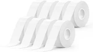 SUPVAN E10 & E11 Label Maker Tape, 8 Rolls 0.59in × 19.7ft (15mm × 6m) Genuine Continuous Laminated Thermal Label Tape Refill, Waterproof Oilproof Child-Safe Durable Auto Detect Labels, Black on Whit