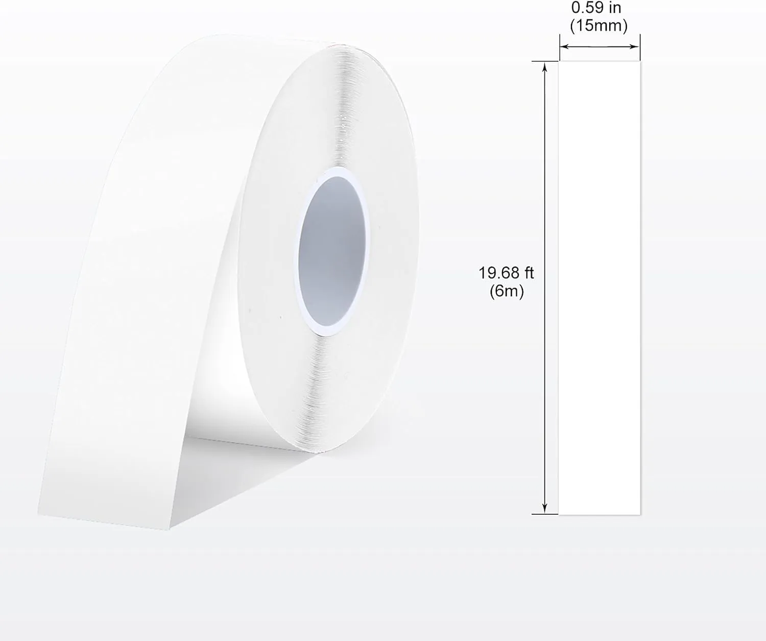SUPVAN E10 & E11 Label Maker Tape, 8 Rolls 0.59in × 19.7ft (15mm × 6m) Genuine Continuous Laminated Thermal Label Tape Refill, Waterproof Oilproof Child-Safe Durable Auto Detect Labels, Black on Whit