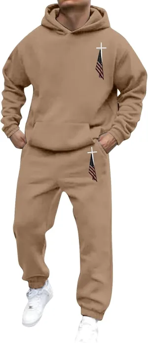 Sweat Suits for Men 2 Piece Hoodie Sweatsuit Sets Long Sleeve Hooded Sweatshirts and Sweatpants Sets Sports Suit