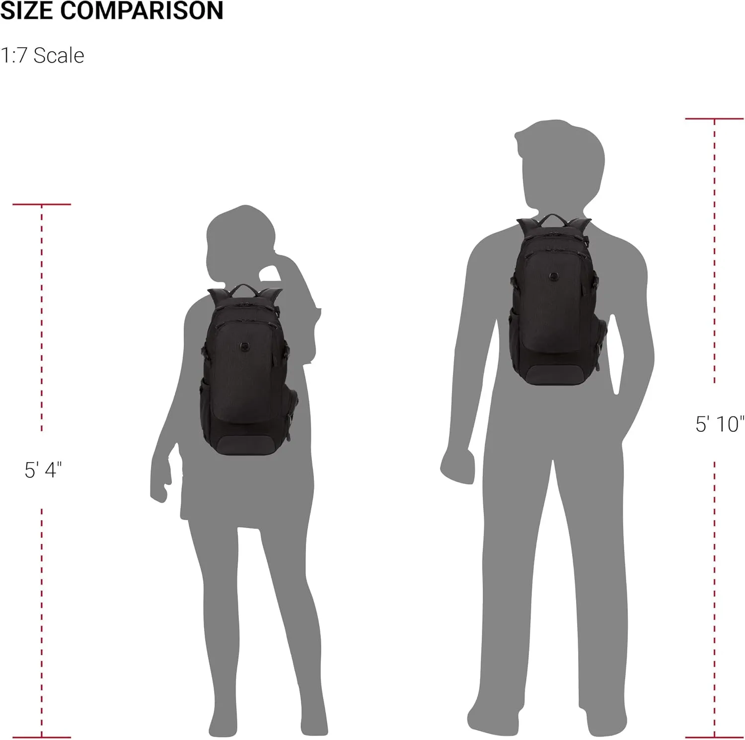 SwissGear 3598 Backpack Narrow Daypack, Black, 18-Inch