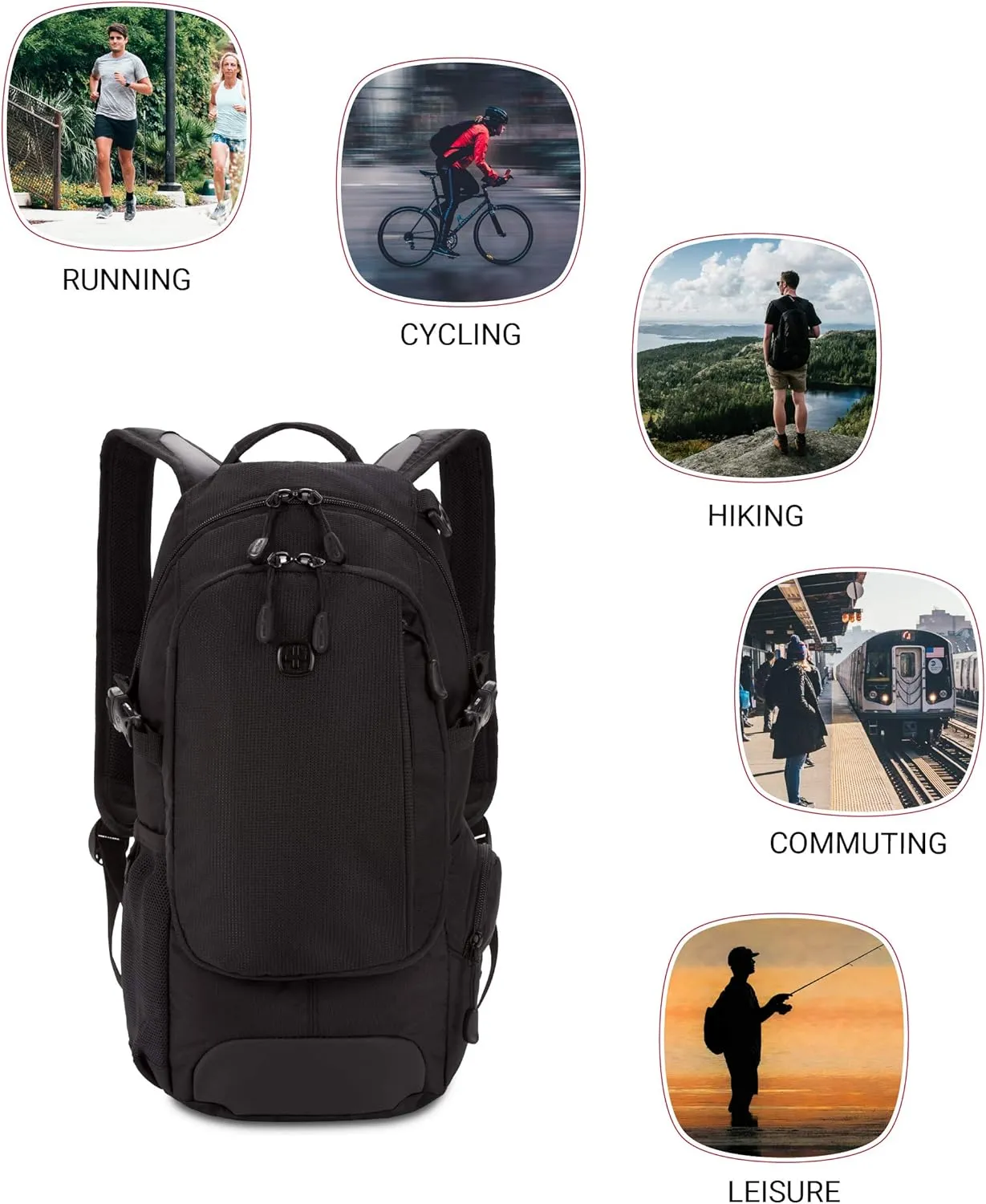 SwissGear 3598 Backpack Narrow Daypack, Black, 18-Inch