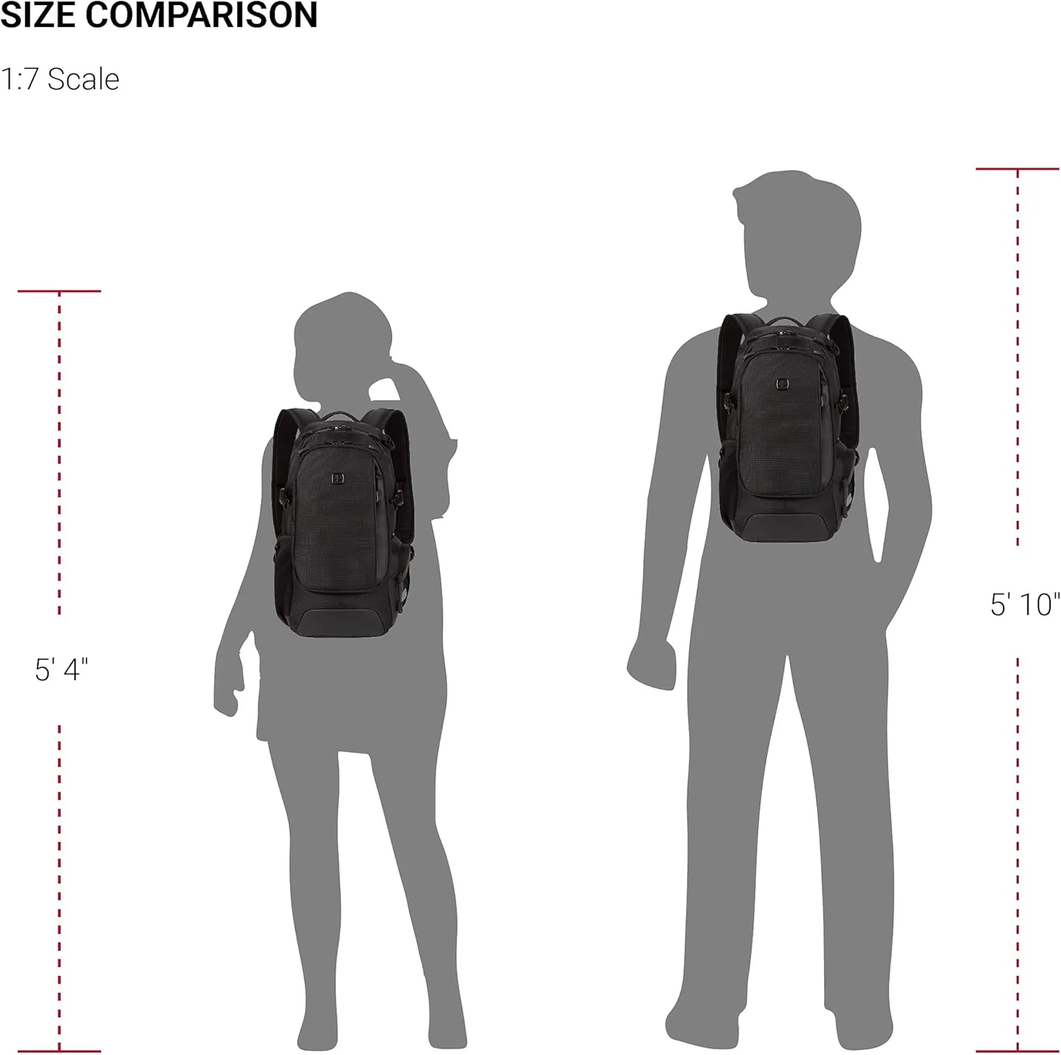 SwissGear 3598 Backpack Narrow Daypack, Black Ballistic, 18-Inch