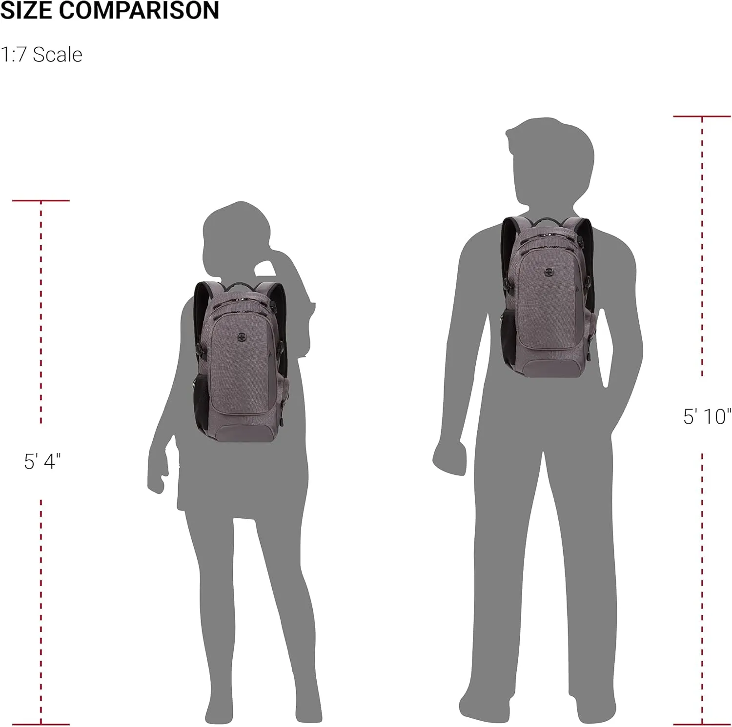 SwissGear 3598 Backpack Narrow Daypack, Grey Ballistic, 18-Inch