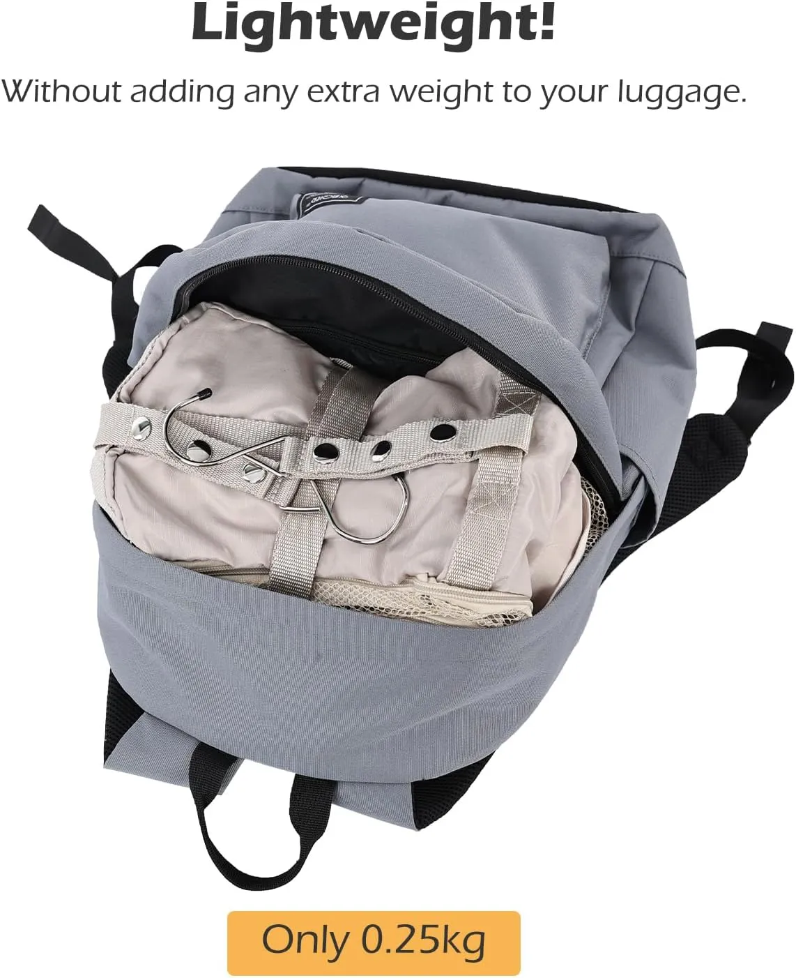 TABITORA Travel Luggage Organizer Hanging Packing Cubes Portable Hanging Shelves Carry on Closet for Suitcase with 2 Hooks,Collapsible(Black,S)