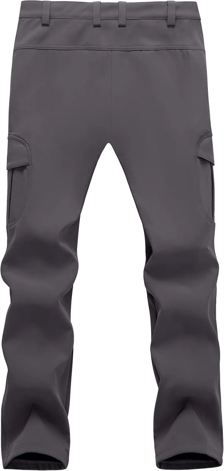 TACVASEN Men's Winter Tactical Pants Fleece Lined Cargo Hiking Pants Stretch Water Resistant Outdoor Softshell Pants