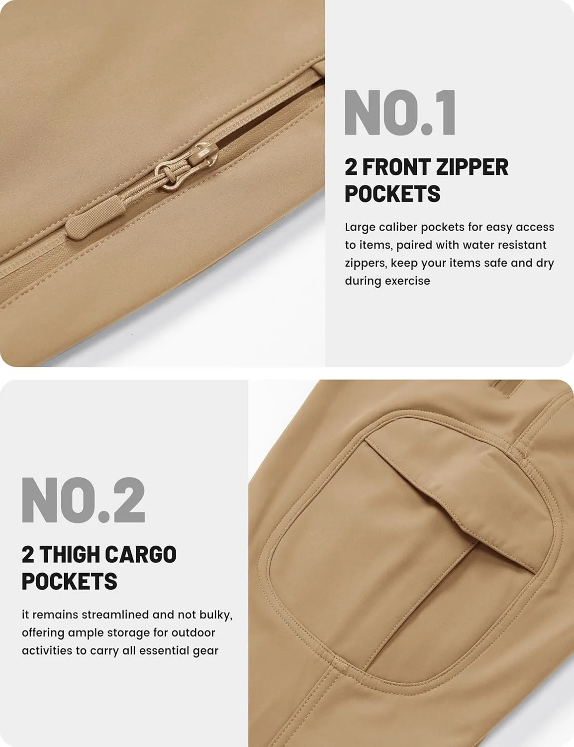 TACVASEN Men's Winter Tactical Pants Fleece Lined Cargo Hiking Pants Stretch Water Resistant Outdoor Softshell Pants