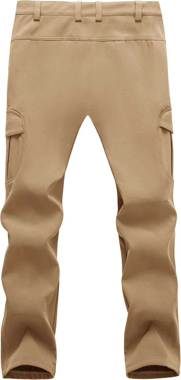 TACVASEN Men's Winter Tactical Pants Fleece Lined Cargo Hiking Pants Stretch Water Resistant Outdoor Softshell Pants