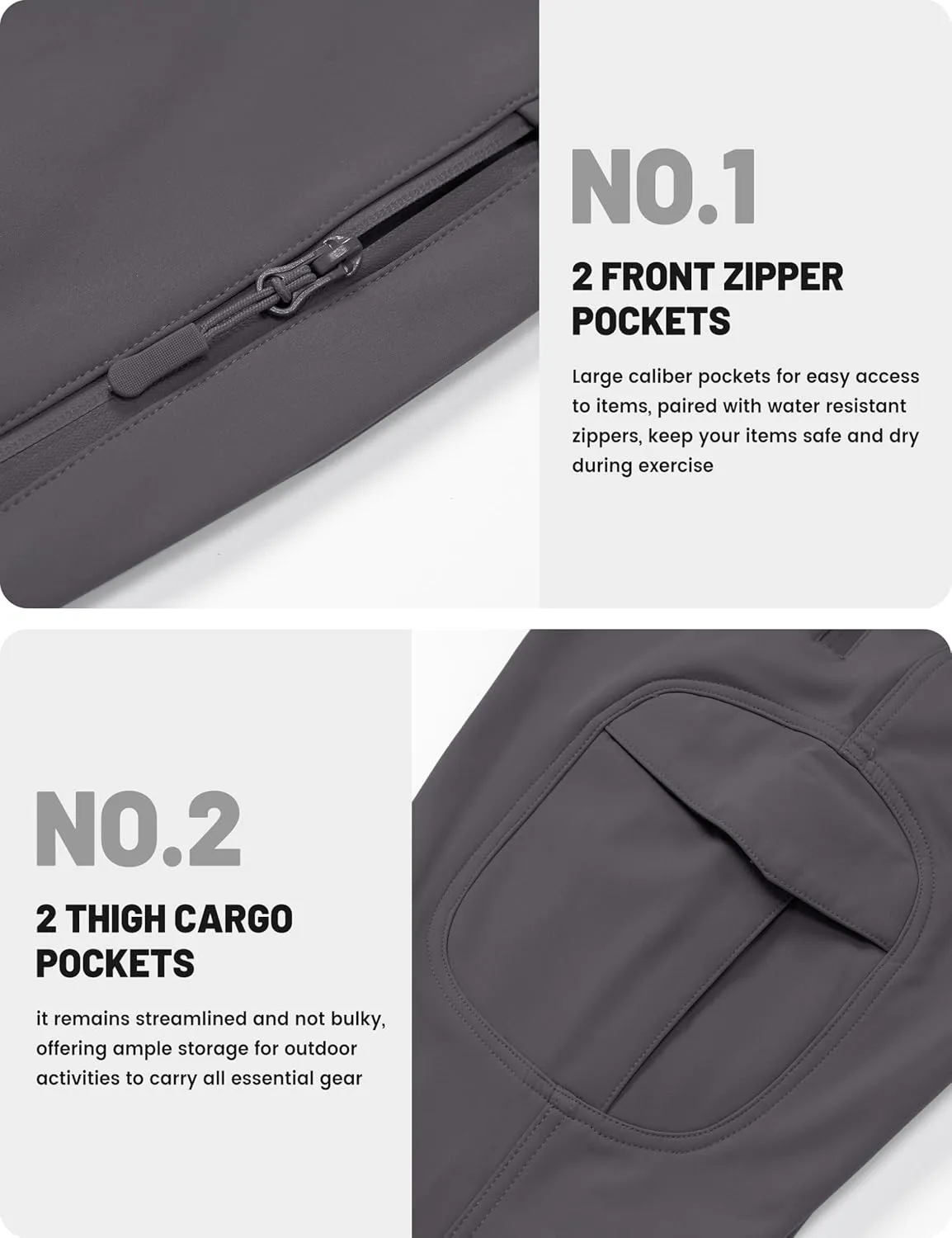 TACVASEN Men's Winter Tactical Pants Fleece Lined Cargo Hiking Pants Stretch Water Resistant Outdoor Softshell Pants
