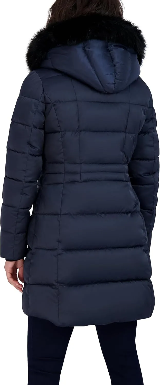 Tahari Women's Fitted Puffer Coat with Oversized Hood