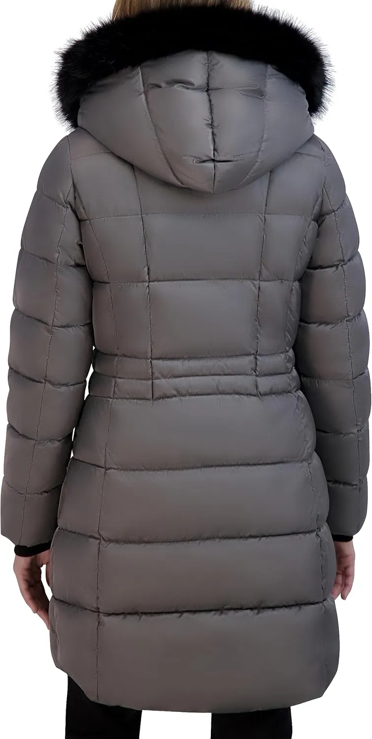 Tahari Women's Fitted Puffer Coat with Oversized Hood