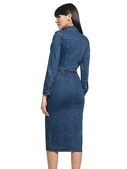Tall Denim Utility Shirtdress - Dark Wash