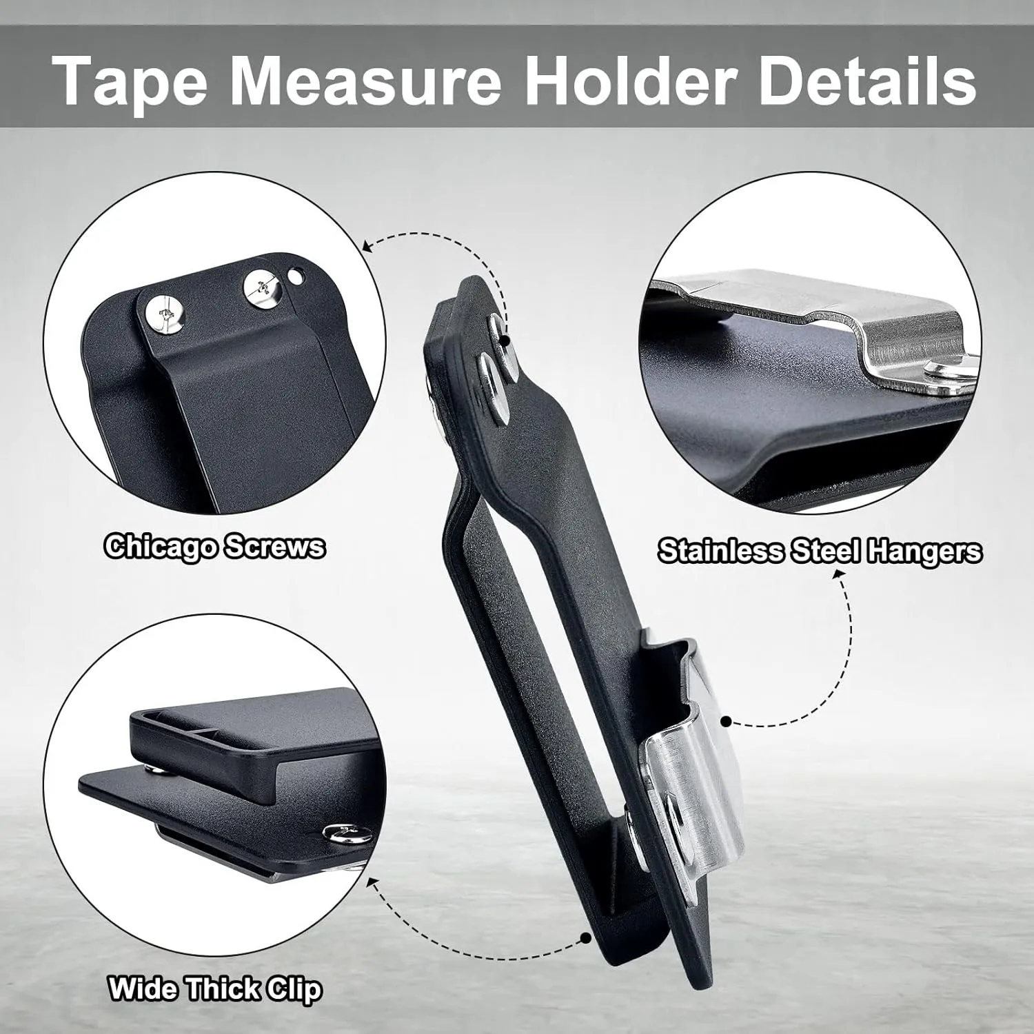 TapeCatcher, Tape Measure Holder for Belt, Low-Profile Tape Measure Belt Clip, Fits up to 2" Tool Belt, Tape Accessories